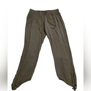 Socialite Olive Green Ankle Tie Pants Drawsting Waist & Pockets Size M